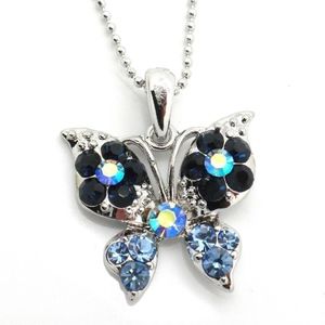 Blue Butterfly Crystal Necklace